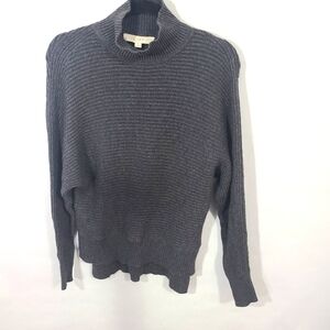 Loft Women' Size XS Gray Ribbed Sweater Top Shirt Mock Neck Long Sleeve Pullover